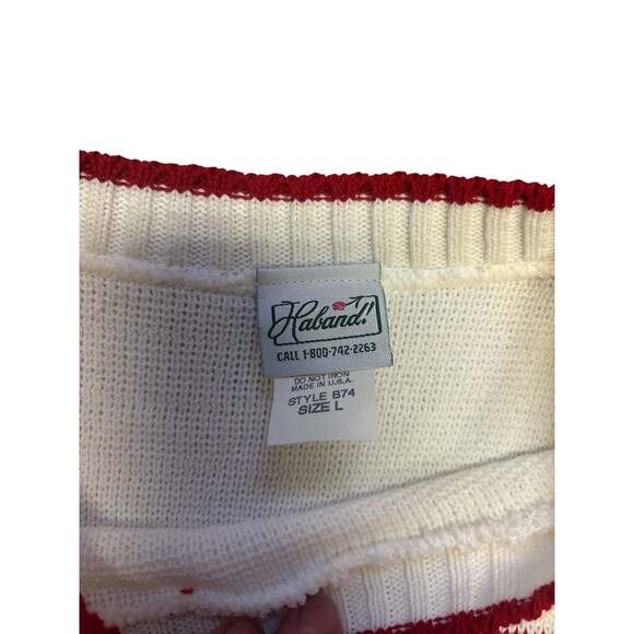 Vintage Haband Mens White Sweater With American Flag Patriotic Size Large - Picture 3 of 4